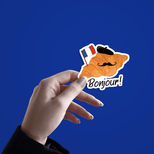 Bonjour Croissant Sticker - sticckiz.com