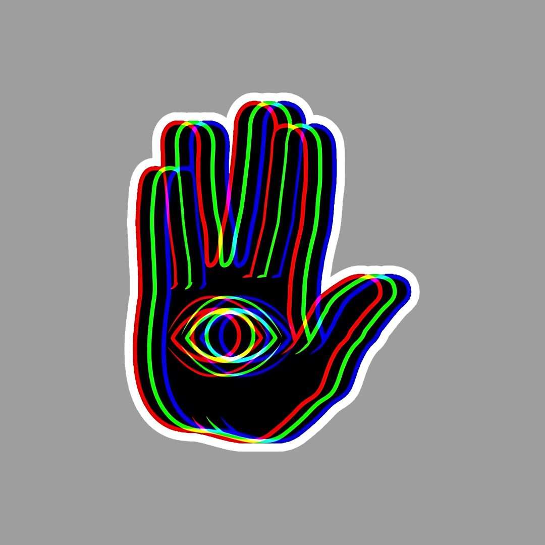 Black Trippy Hamsa Sticker - sticckiz.com