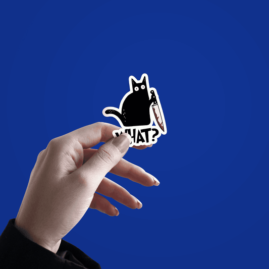 Black Cat with Knife Sticker - sticckiz.com