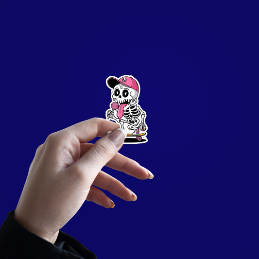 Skull on Skateboard Sticker