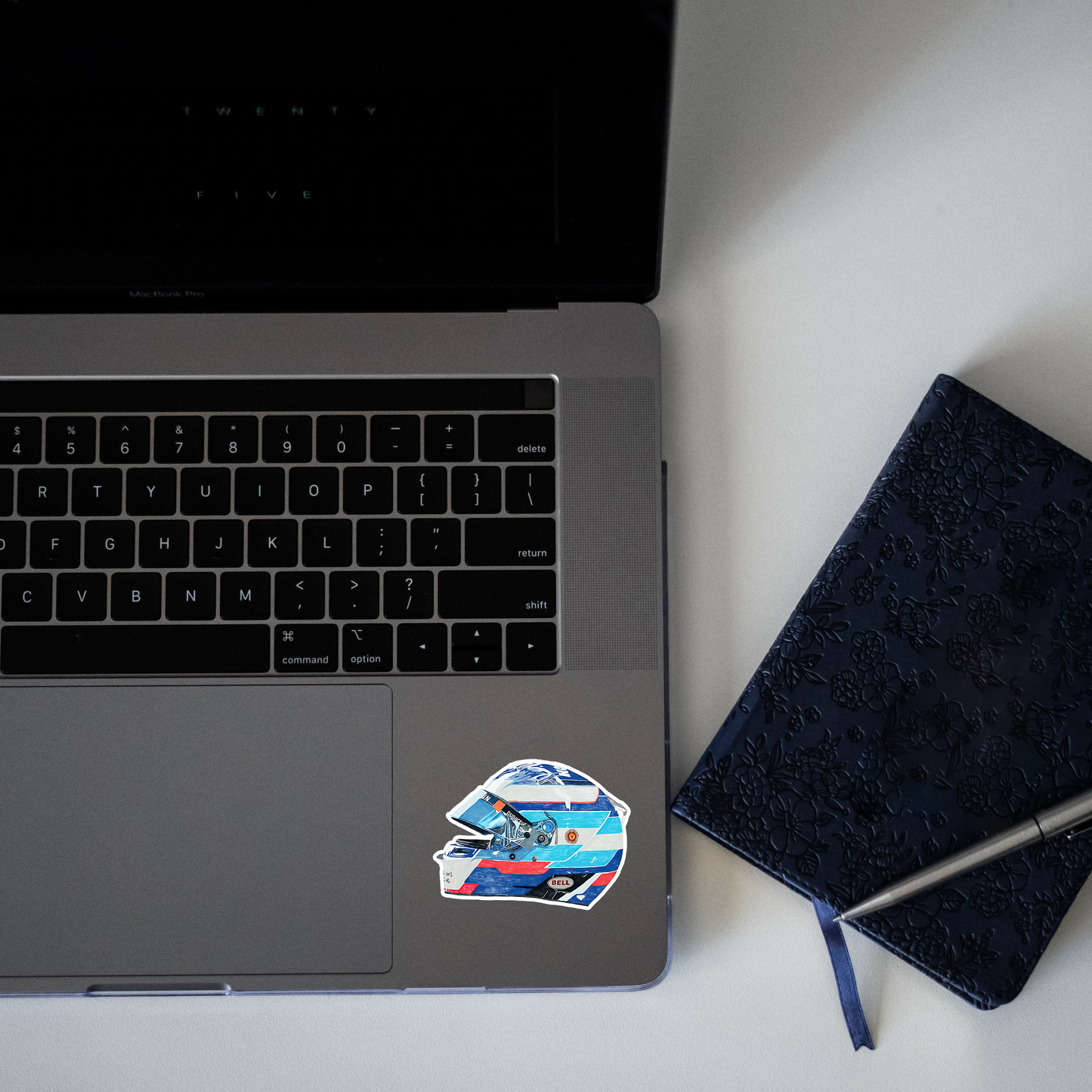 Blue Helmet Sticker