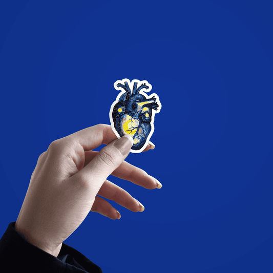 starry night inspired heart sticker - sticckiz.com