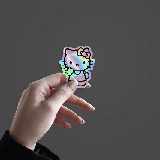 Angry Kitty Holographic Sticker - sticckiz.com