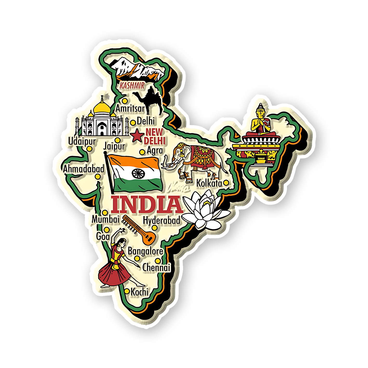India Map Art Sticker