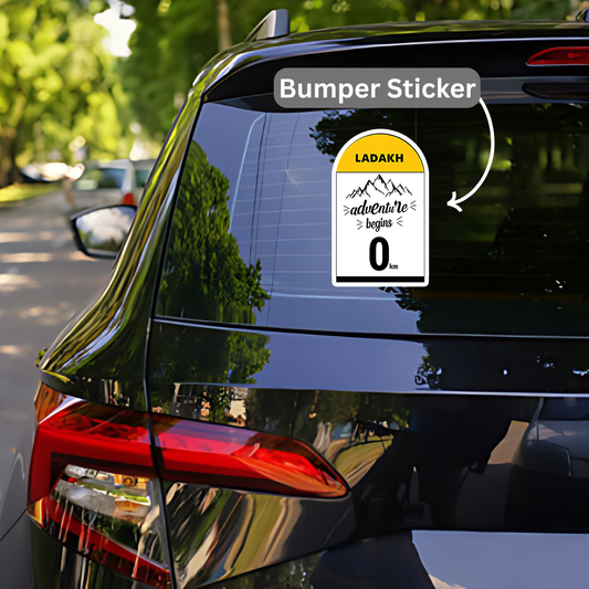 Ladakh adventure begins 0 km Bumper Sticker
