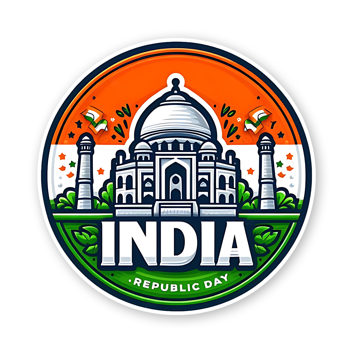 Taj Mahal India Flag Sticker