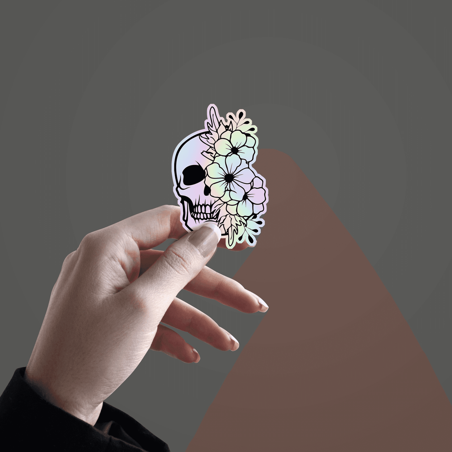 Skeleton Flower Holographic Sticker - sticckiz.com