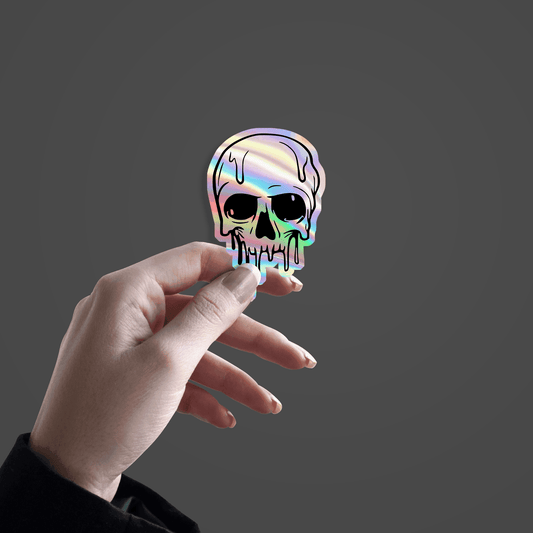 Melting Skull Holographic Sticker - sticckiz.com