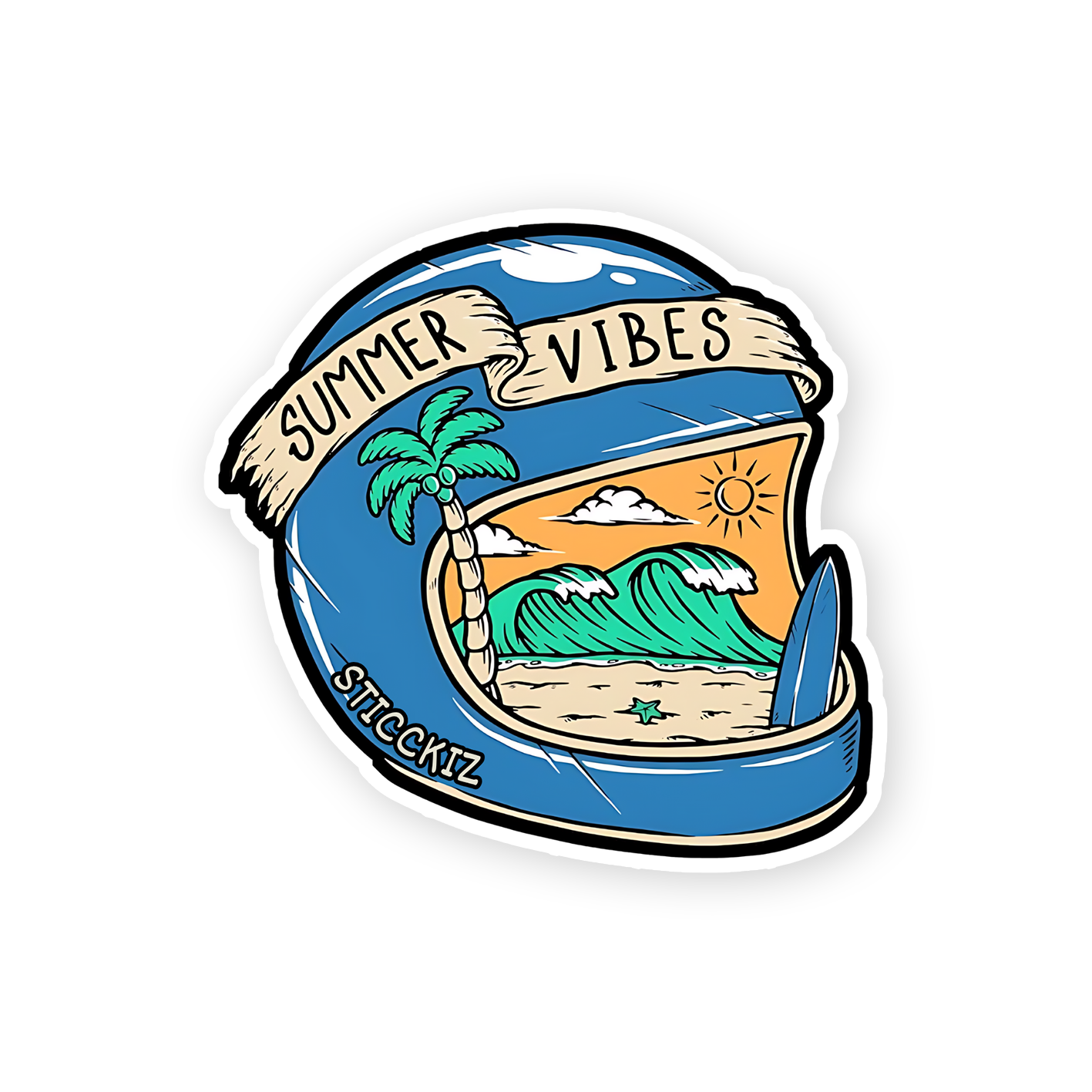 Summer Viibes vector art Helmet Sticker