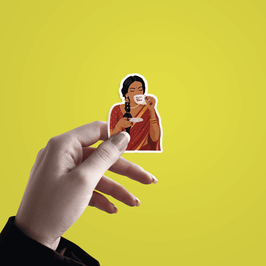 Indian Girl with Tea Sticker - sticckiz.com