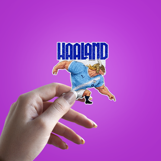 Haaland Glitter Sticker - hand mockup