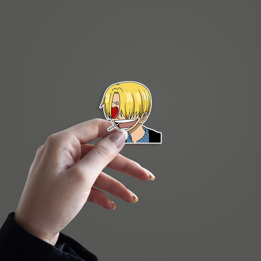 Sanji San Sticker hand mockup
