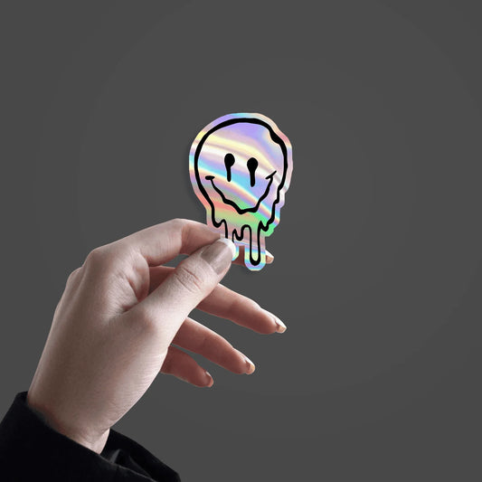 Aesthetic smiley Holographic Sticker - sticckiz.com