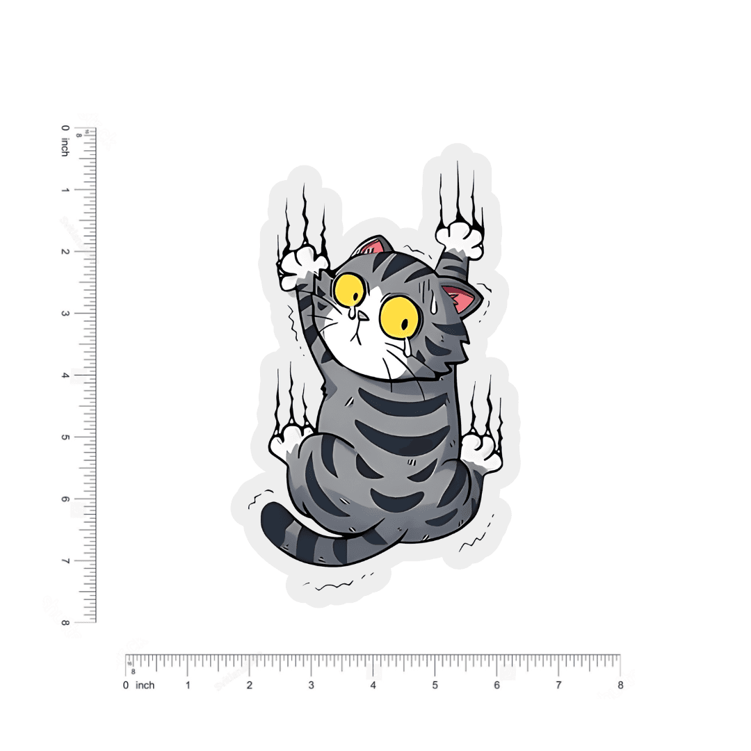 Gray cat frightened bumper Sticker - sticckiz.com