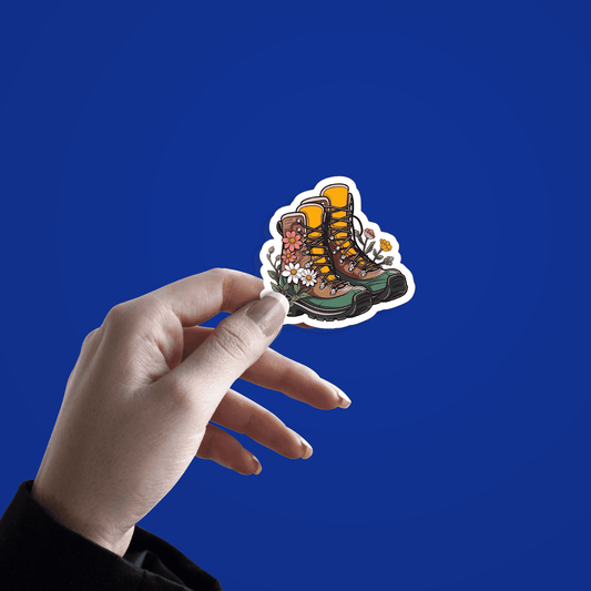 Big Boots With Flowers Sticker - sticckiz.com