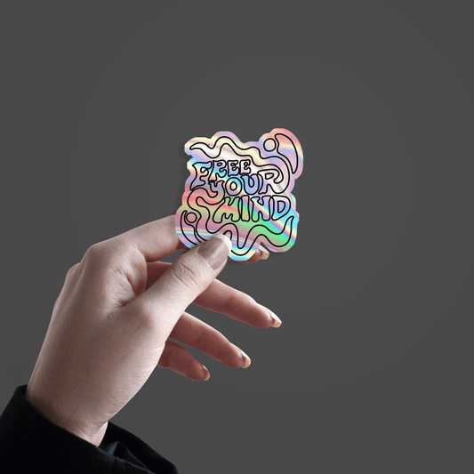 Free your Mind Holographic Sticker - sticckiz.com