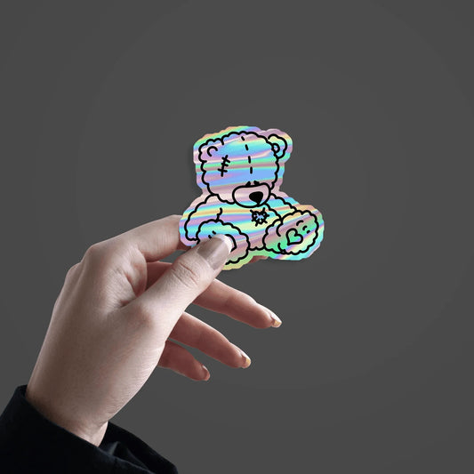 Aesthetic Bear Holographic Sticker - sticckiz.com