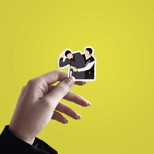 Korean Artist Hugging eachother Sticcker - sticckiz.com