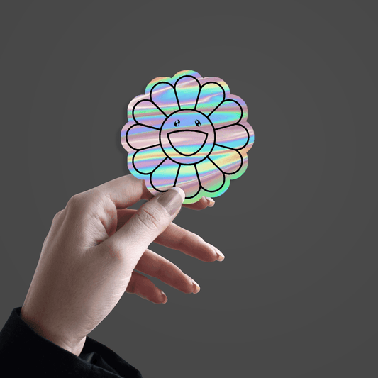 Happy Sunflower Holographic Sticker - sticckiz.com