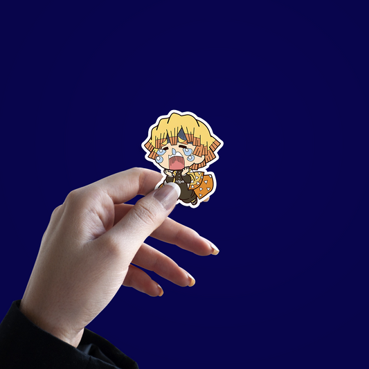 Zenitsu agatsua chibi -style depiction from Demon slayer Sricker