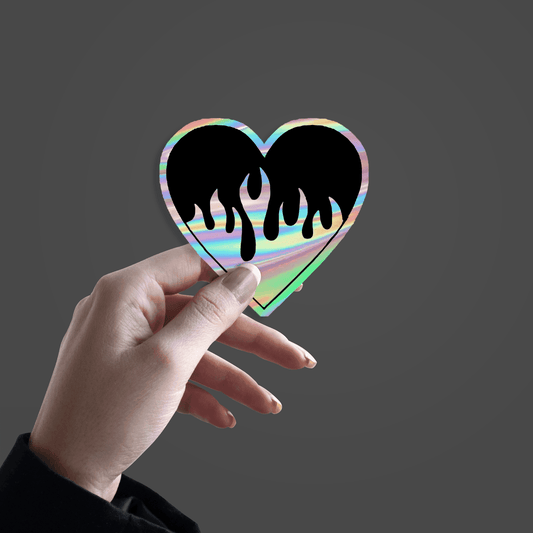 Heart With Fire Holographic Sticker - sticckiz.com
