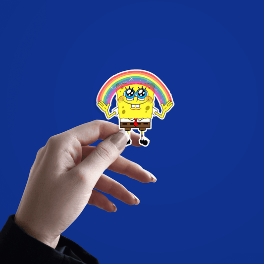 Sponge Bob Making Rainbow Sticker - sticckiz.com