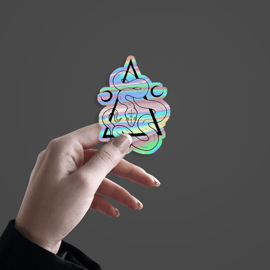 Snake on Triangle Holographic Sticker - sticckiz.com
