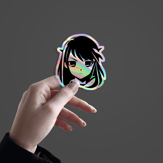 Japanese Anime Girl SVGs Holographic Sticker - sticckiz.com