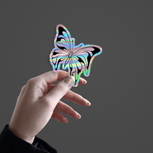 Melting butterfly Holographic Sticker - sticckiz.com