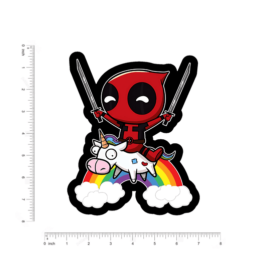 Deadpool riding a Un - sticckiz.com