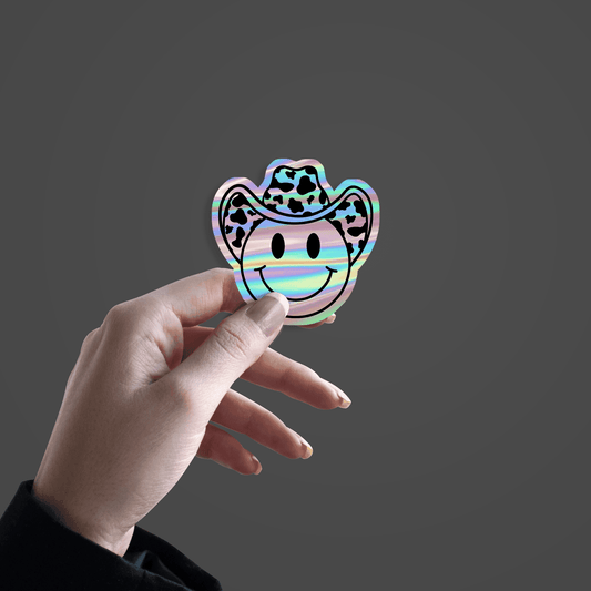 Smiley with Hat Holographic Sticker - sticckiz.com