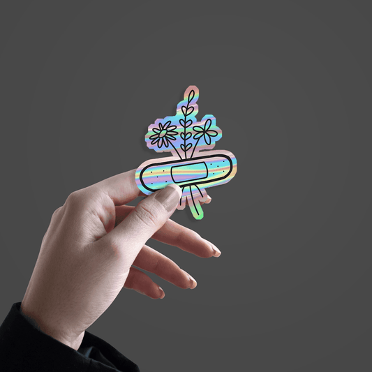 Band-Aid With Flower Holographic Sticker - sticckiz.com
