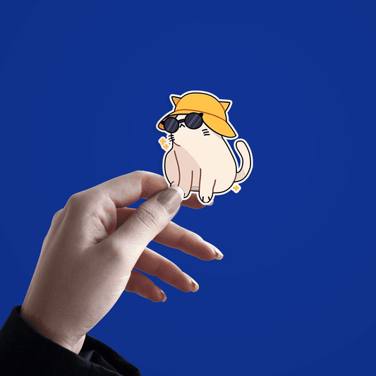 Cute Cat with hat Sticker - sticckiz.com