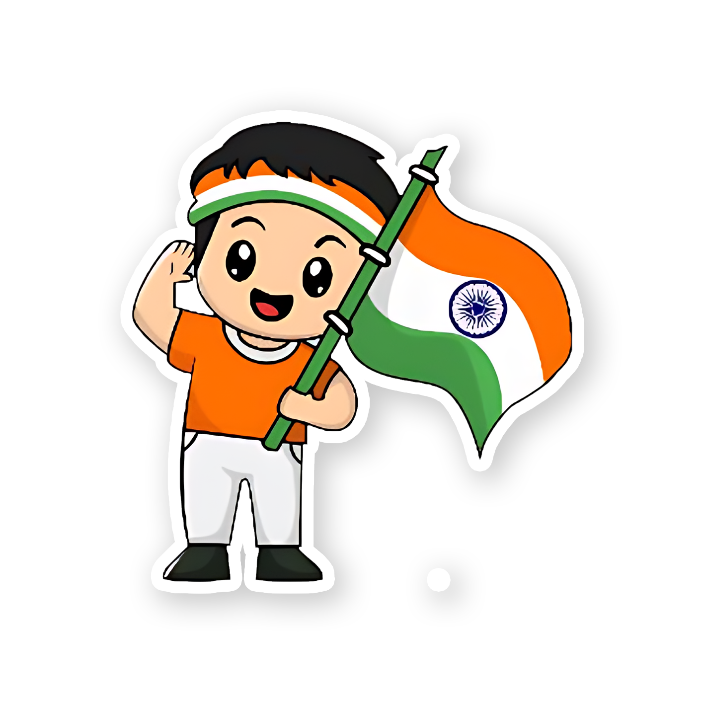 Cute boy with Indian Flag Sticker