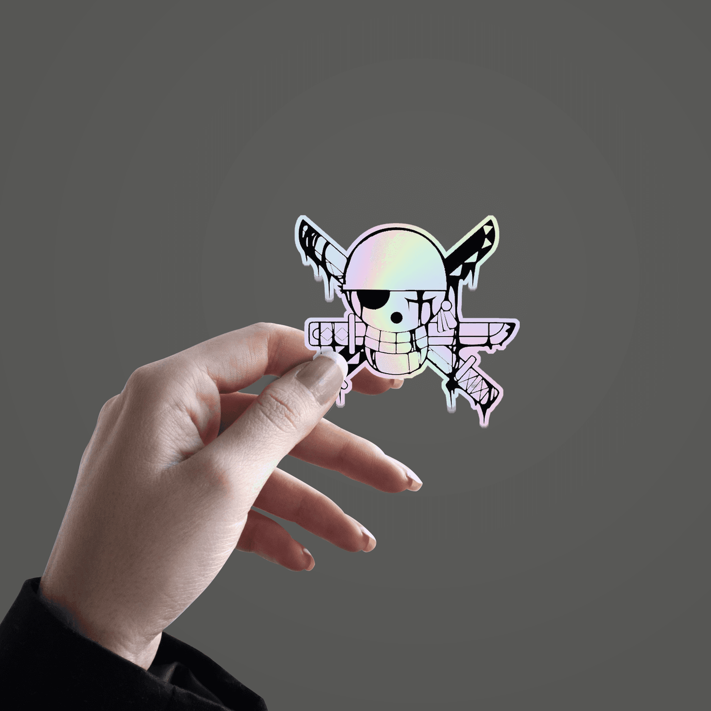 Jolly Roger Zoro Holographic Sticker - sticckiz.com