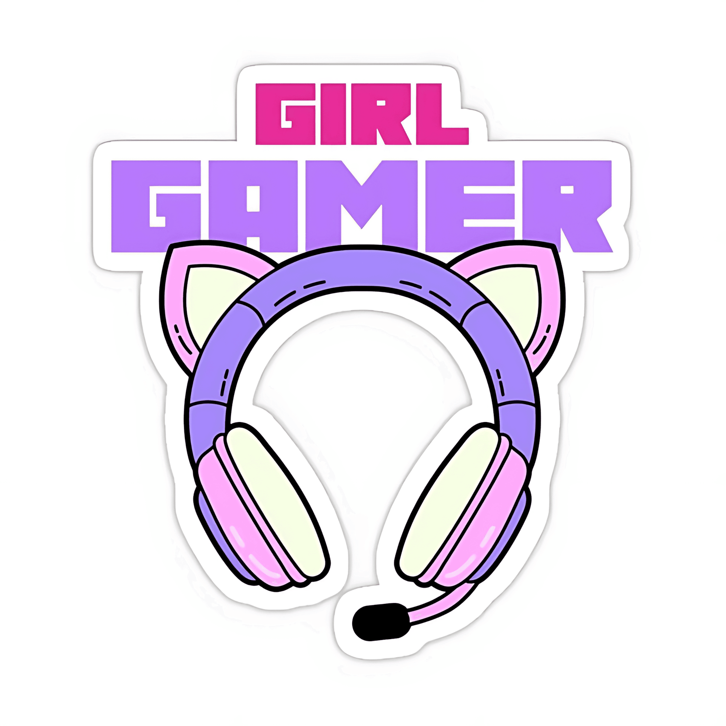 Girl Gamer with Headphone Sticker - sticckiz.com