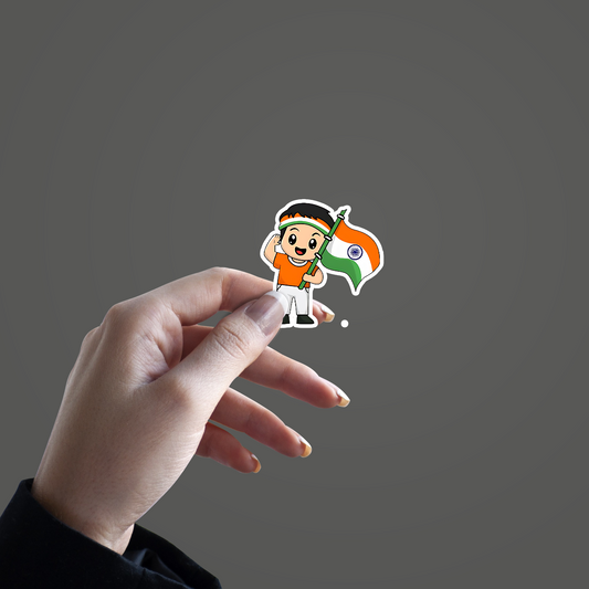 Cute boy with Indian Flag Sticker