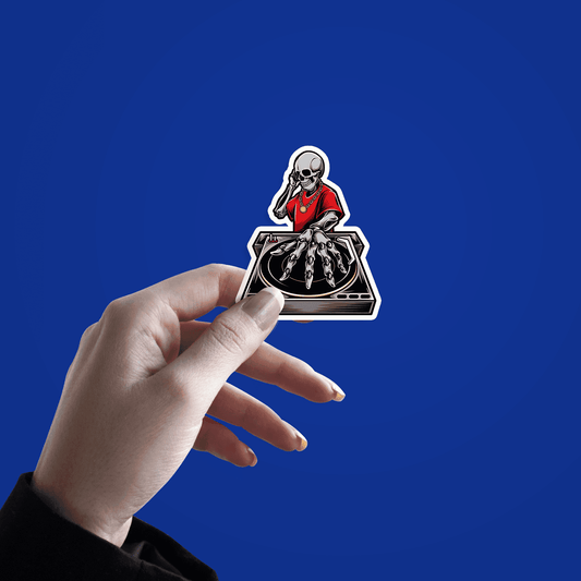 Skeleton playing DJ Sticker - sticckiz.com