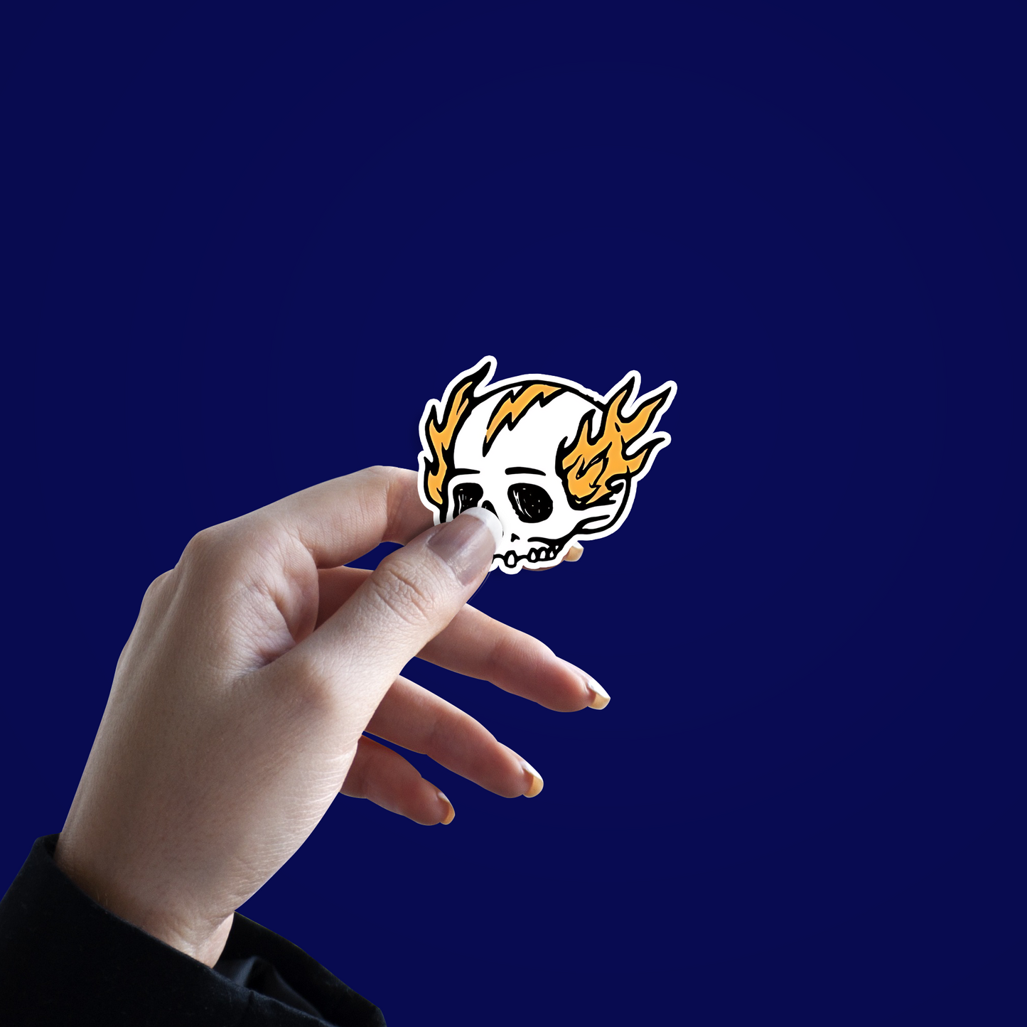Skull Firing Hair Sticker