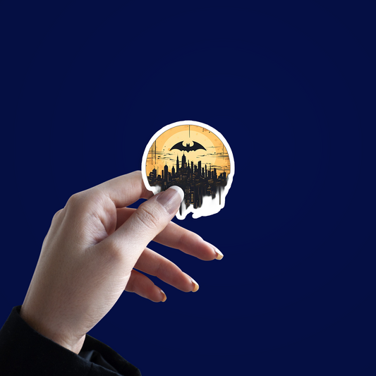 Gotham City with Batman logo Sticker