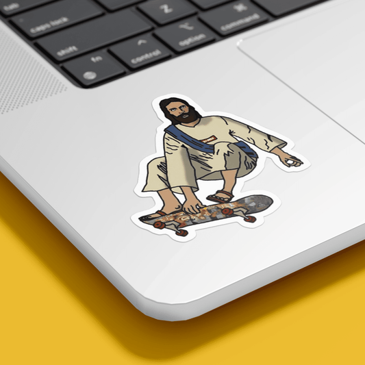 Jesus on skater Sticker - sticckiz.com