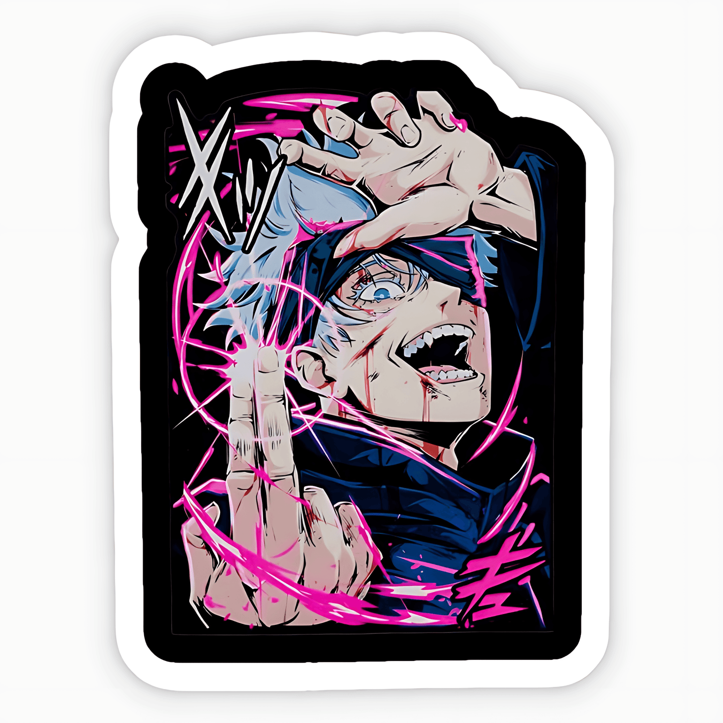 Gojo Laughing Sticker - sticckiz.com