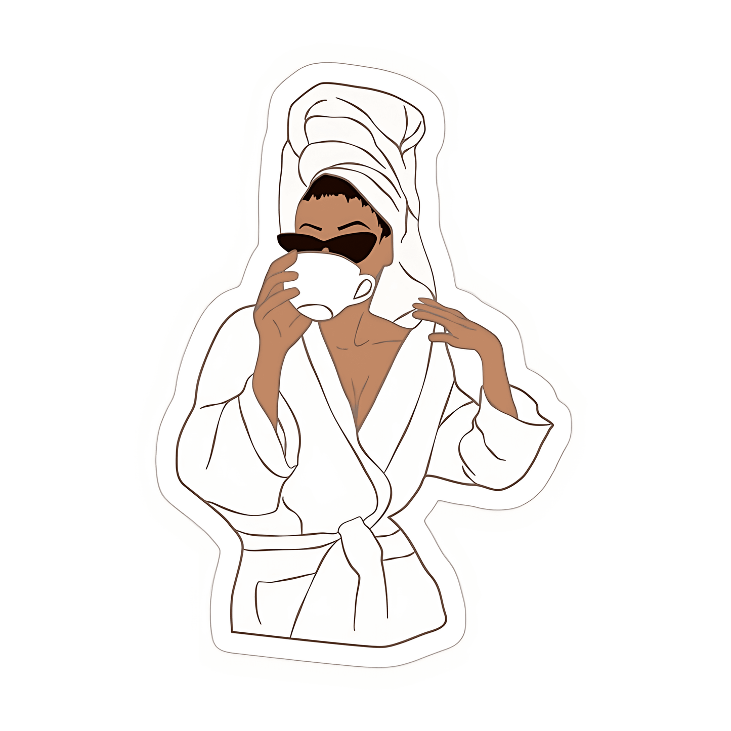 Sassy Girl With Coffee Sticker - sticckiz.com
