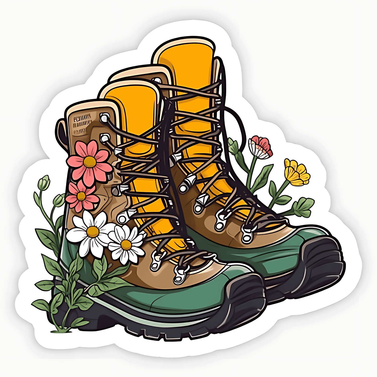 Big Boots With Flowers Sticker - sticckiz.com