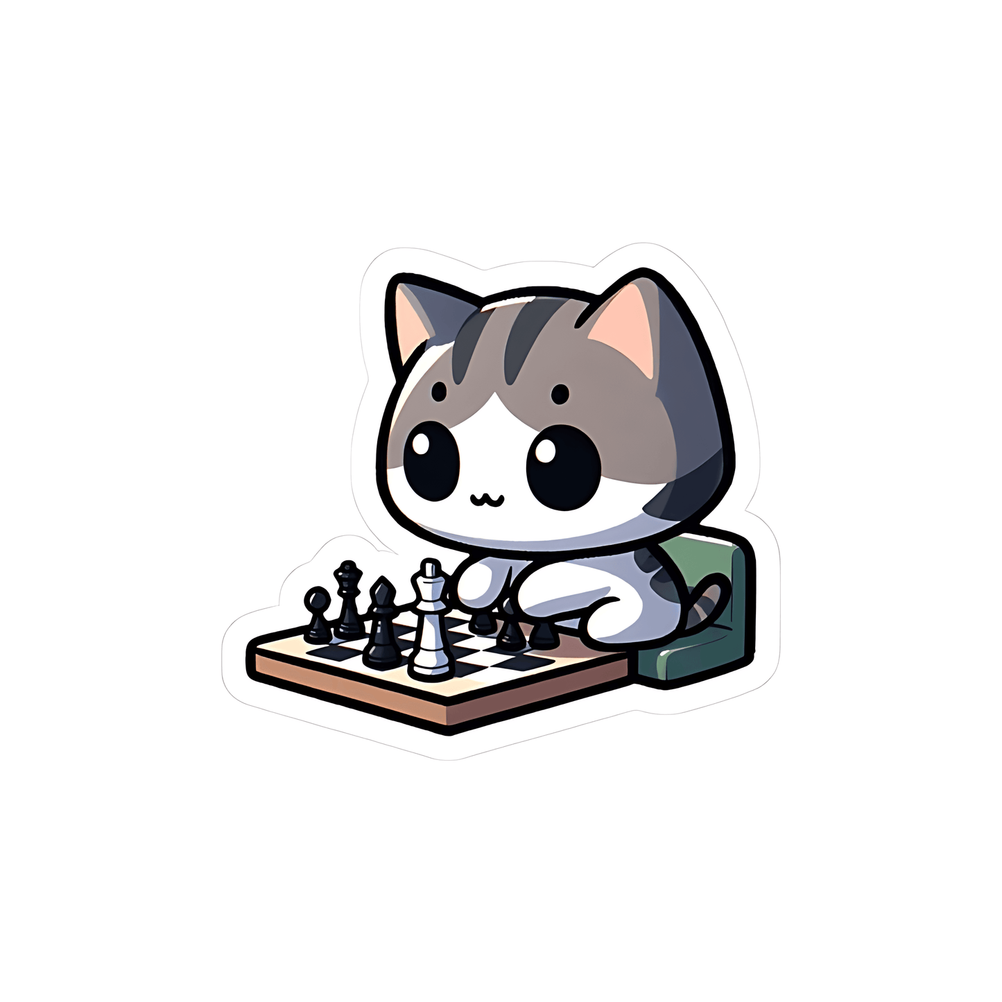 Cat playing Chess Sticker - sticckiz.com