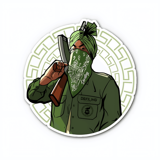 Punjabi Man With Gun Sticker - sticckiz.com