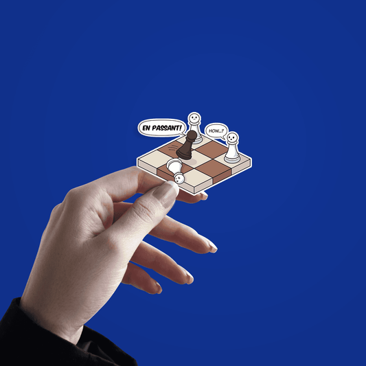 Funny En Passant Chess Comic Sticker - sticckiz.com