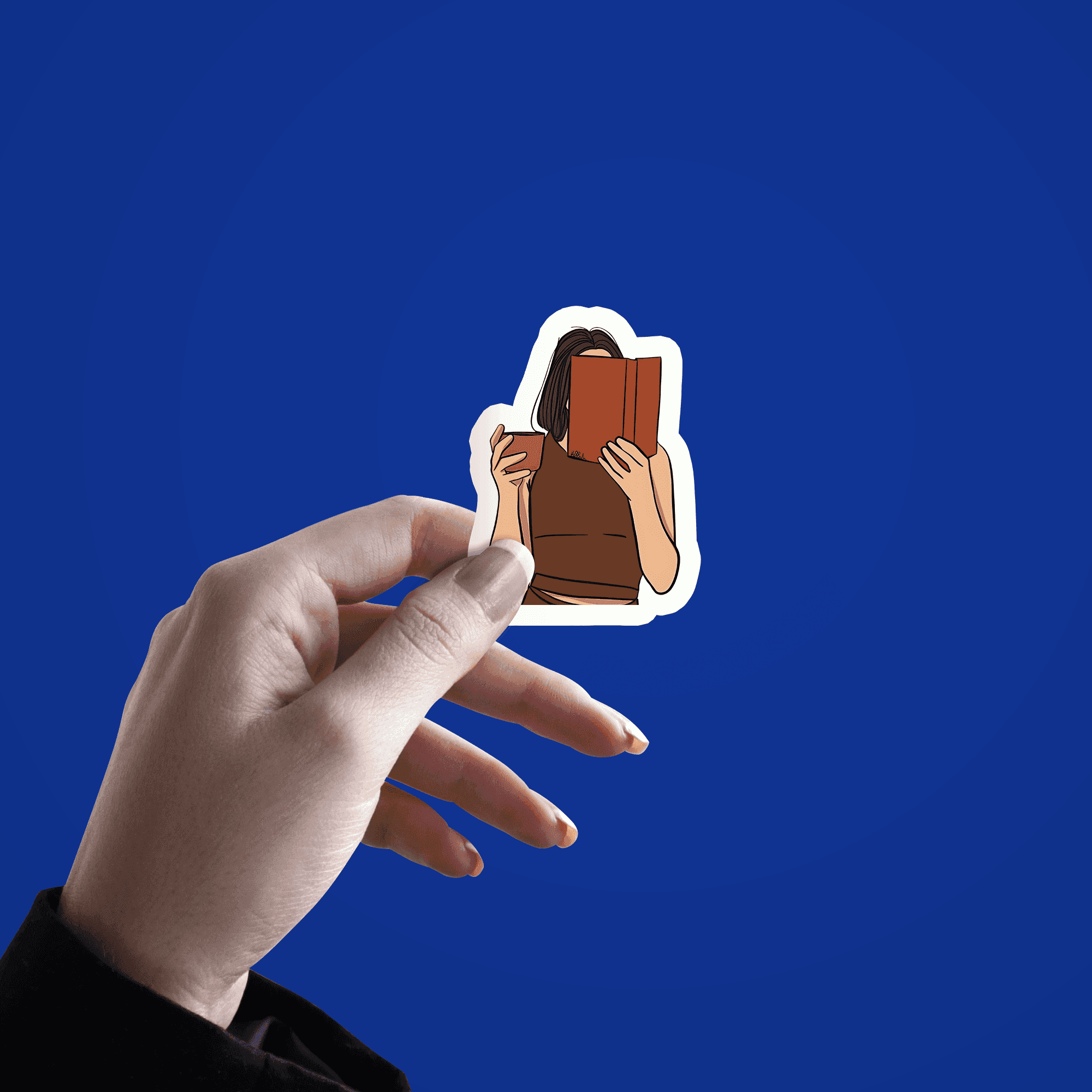 Book reading girl Sticker - sticckiz.com