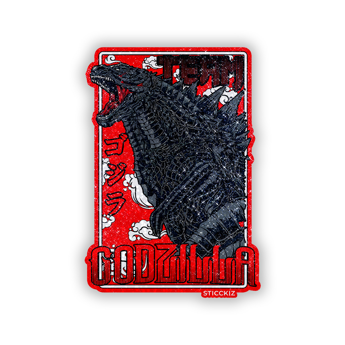Godzilla Red BG Edition Glitter Sticker - main