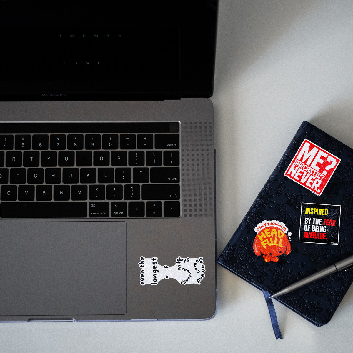 11;59 Motivation Glitter Sticker - laptop mockup